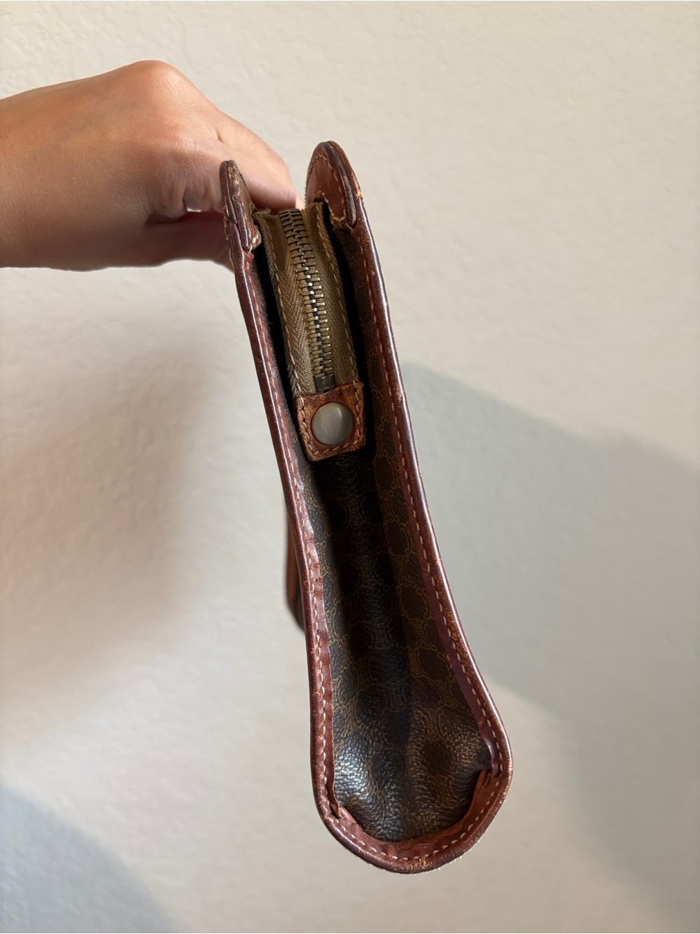 Celine Brown Monogram Leather Wristlet Clutch - Picture 5 of 12